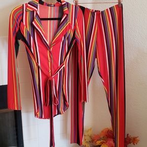 Striped Rainbow Striped Pant Set